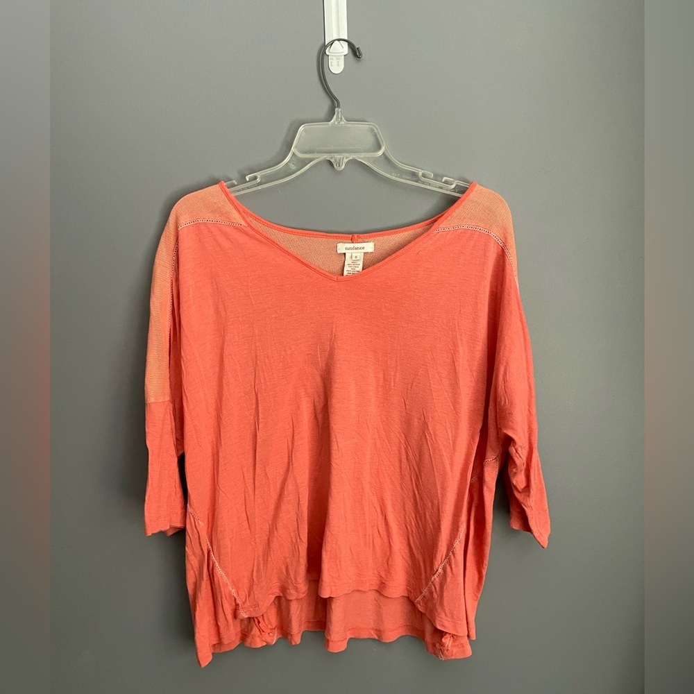Sundance Mesh Yolk Scoop Neck Top Size Small